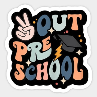 Groovy Last Day Of School Preschool Peace Out Preschool Sticker